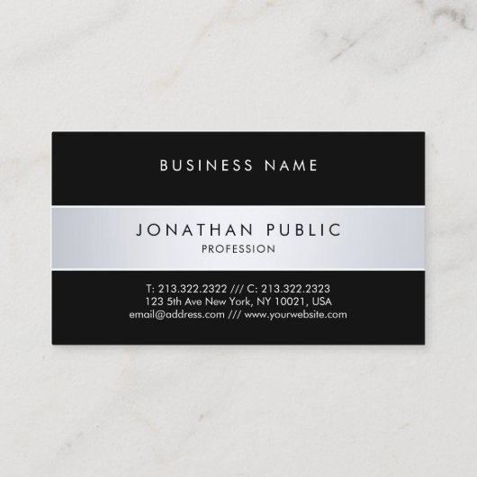 モダンエレガントシンプル黒銀平野芸術的 名刺 (裏面)