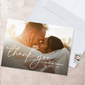 モダンエレガントシンプル2枚の写真結婚s サンキューカード