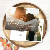 モダンエレガントシンプル2枚の写真結婚s サンキューカード