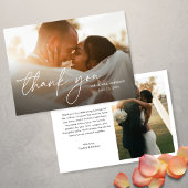 モダンエレガントシンプル2枚の写真結婚s サンキューカード