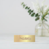 モダンエレガントシンプル、金ゴールドストライプ、ブラシストローク スキニー名刺 (スタンド正面)