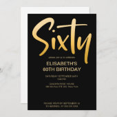 モダンエレガントシンプルBlack 60th Birthday Party 招待状 (正面/裏面)