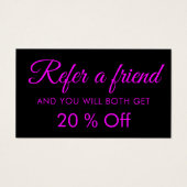 モダンエレガントシンプルBlack Magenta Referral Card (正面)