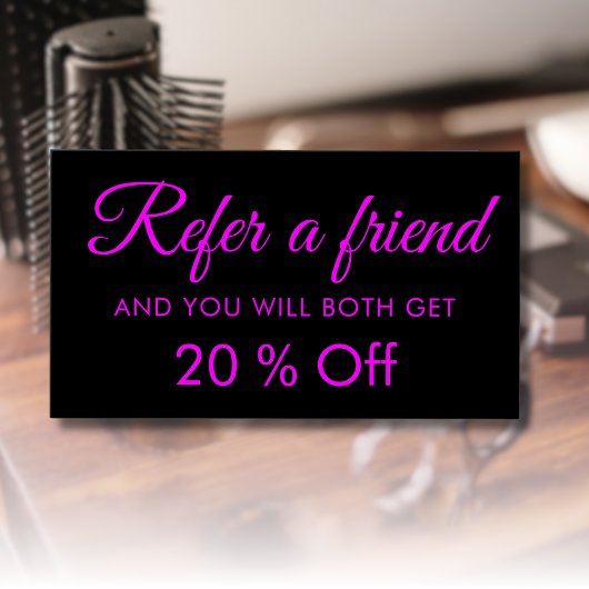 モダンエレガントシンプルBlack Magenta Referral Card