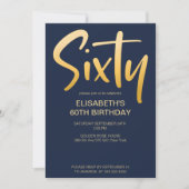 モダンエレガントシンプルBlue 60th誕生日パーティー 招待状 (正面)