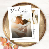 モダンエレガントシンプルChic Script 2写真結婚s サンキューカード