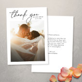 モダンエレガントシンプルChic Script Photo's 結婚. サンキューカード