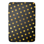 モダンエレガントシンプルClassy Black金ゴールド水玉模様 バスマット (正面縦)