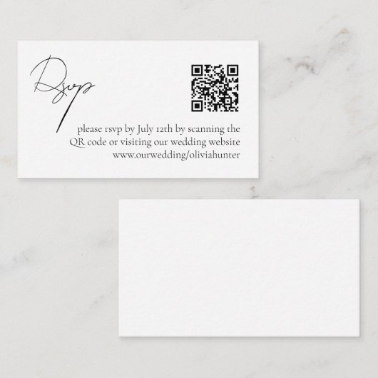 モダンエレガントシンプルQRコードRSVP エンクロージャーカード (正面/裏面)