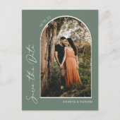 モダンエレガントシンプルSage Green日付を保存 案内ポストカード (正面)