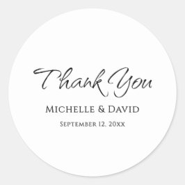モダンエレガントシンプルScript結婚's Thank You ラウンドシール