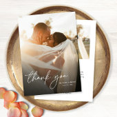 モダンエレガントシンプルScript 2の写真結婚s サンキューカード