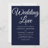 モダンエレガントシンプルScript Navy & White 結婚's 招待状 (正面)