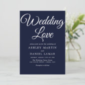 モダンエレガントシンプルScript Navy & White 結婚's 招待状 (スタンド正面)