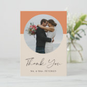 モダンエレガントシンプルScript Photo結婚's サンキューカード (スタンド正面)