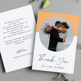 モダンエレガントシンプルScript Photo結婚's サンキューカード