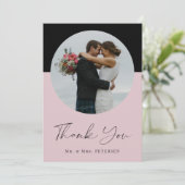 モダンエレガントシンプルScript Photo結婚's サンキューカード (スタンド正面)