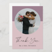 モダンエレガントシンプルScript Photo結婚's サンキューカード (正面/裏面)