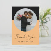 モダンエレガントシンプルScript Photo結婚's サンキューカード (スタンド正面)