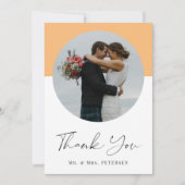 モダンエレガントシンプルScript Photo結婚's サンキューカード (正面)