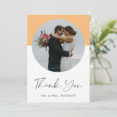 モダンエレガントシンプルScript Photo結婚's サンキューカード (スタンド正面)