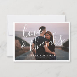 モダンエレガントシンプルScript Photo結婚's サンキューカード