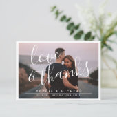 モダンエレガントシンプルScript Photo結婚's サンキューカード (スタンド正面)