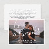 モダンエレガントシンプルScript Photo結婚's サンキューカード (正面/裏面)