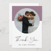 モダンエレガントシンプルScript Photo結婚's サンキューカード (正面/裏面)