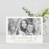 モダンエレガントシンプルScript Photo結婚's 招待状 (スタンド正面)