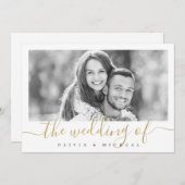 モダンエレガントシンプルScript Photo結婚's 招待状 (正面/裏面)