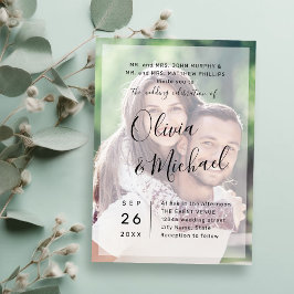 モダンエレガントシンプルScript Photo結婚's 招待状