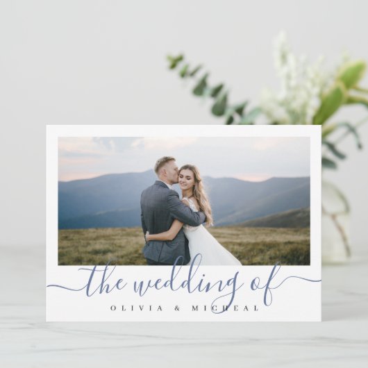 モダンエレガントシンプルScript Photo結婚's 招待状 (スタンド正面)