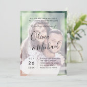 モダンエレガントシンプルScript Photo結婚's 招待状 (スタンド正面)