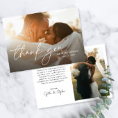 モダンエレガントシンプルScript Two Photo's 結婚. サンキューカード