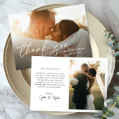 モダンエレガントシンプルScript Two Photo's 結婚. サンキューカード
