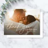 モダンエレガントシンプルScript Two Photo's 結婚. サンキューカード