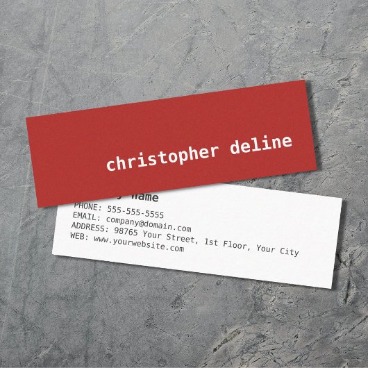 モダンエレガントシンプルTexture Red Consultant スキニー名刺