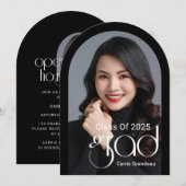 モダンエレガントスクリプトアーチ写真 卒業パーティー 招待状 (正面/裏面)