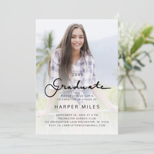 モダンエレガントスクリプトグラデーションのグラデーションの写真 招待状 (スタンド正面)