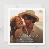 モダンエレガントスクリプト写真お手頃四角結婚式 招待状 (正面)