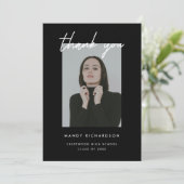 モダンエレガントスクリプト2枚写真卒業パーティー サンキューカード (スタンド正面)