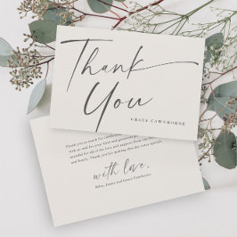 モダンエレガントスクリプト ニュートラル 洗礼 サンキューカード