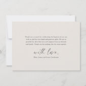 モダンエレガントスクリプト ニュートラル 洗礼 サンキューカード (裏面)