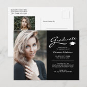 モダンエレガントスクリプト 両面写真 卒業おめでとう ポストカード (正面/裏面)