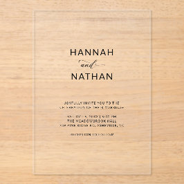 モダンエレガントスクリプ結婚トの澄ん アクリル招待状