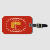 モダンエレガントスタイリッシュガーリーRedモノグラム旅行 ラゲッジタグ (正面横)
