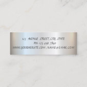 モダンエレガントスタイリッシュシルバーストライプの スキニー名刺 (裏面)