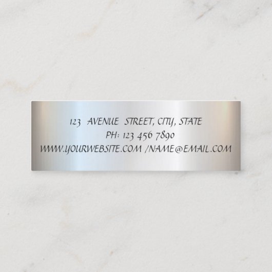 モダンエレガントスタイリッシュシルバーストライプの スキニー名刺 (裏面)