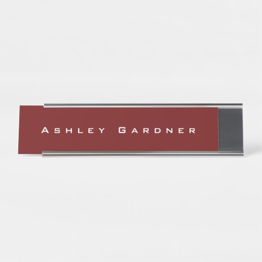 モダンエレガントスタイリッシュユニーク濃赤色 デスクネームプレート (正面)